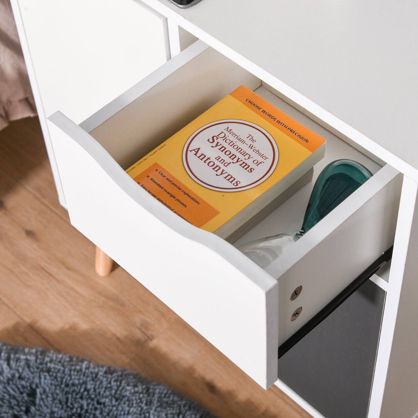 HOMCOM Sideboard Floor Cabinet Storage Cupboard with Drawer and Solid Wood Legs for Bedroom, Living Room, Entryway, Grey