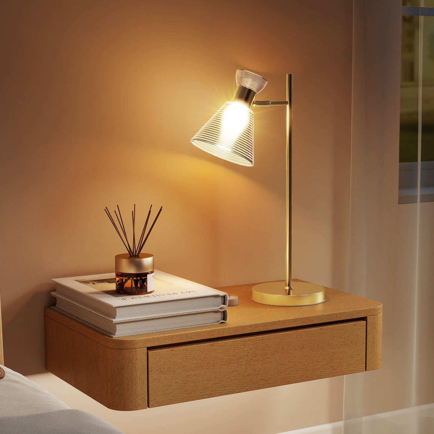 HOMCOM Modern Table Lamp, Bedside Lamp with Adjustable Flower-Shaped Head and E27 Socket for Living Room Bedroom Study, Bulb Not Included, Gold Tone