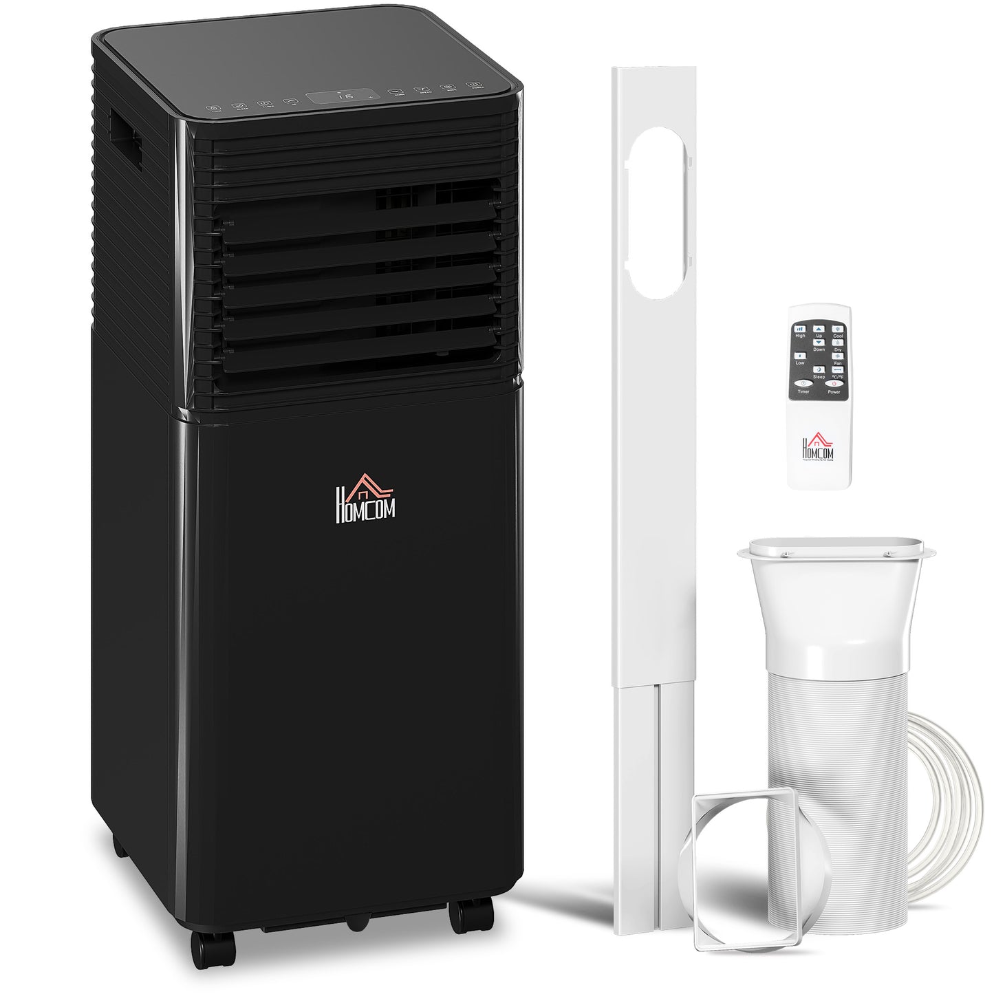 HOMCOM 8000 BTU 4-In-1 Portable Air Conditioner Unit Cooling Dehumidifying Ventilating for Room up to 27m², with Fan, Remote, 24H Timer, Window Mount Kit, R290, A Energy Efficiency