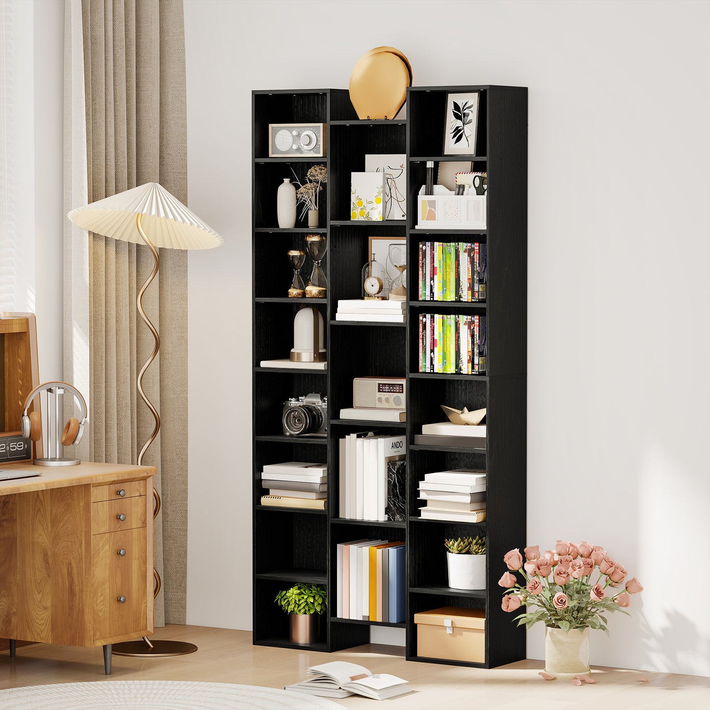 HOMCOM 21-Compartment Bookshelf - Black