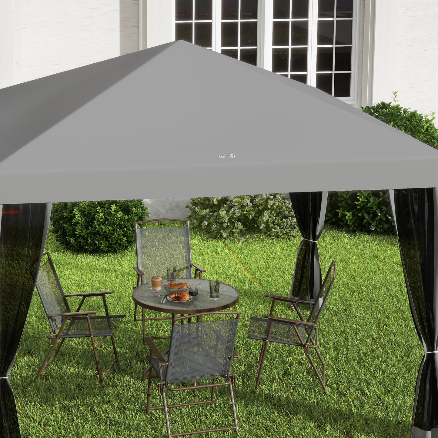 Outsunny 3 x 3Â m Pop Up Gazebo, 420D Garden Tent Canopy with Removable Mesh Sidewall Netting, Carry Bag for Garden Patio Outdoor, Light Grey