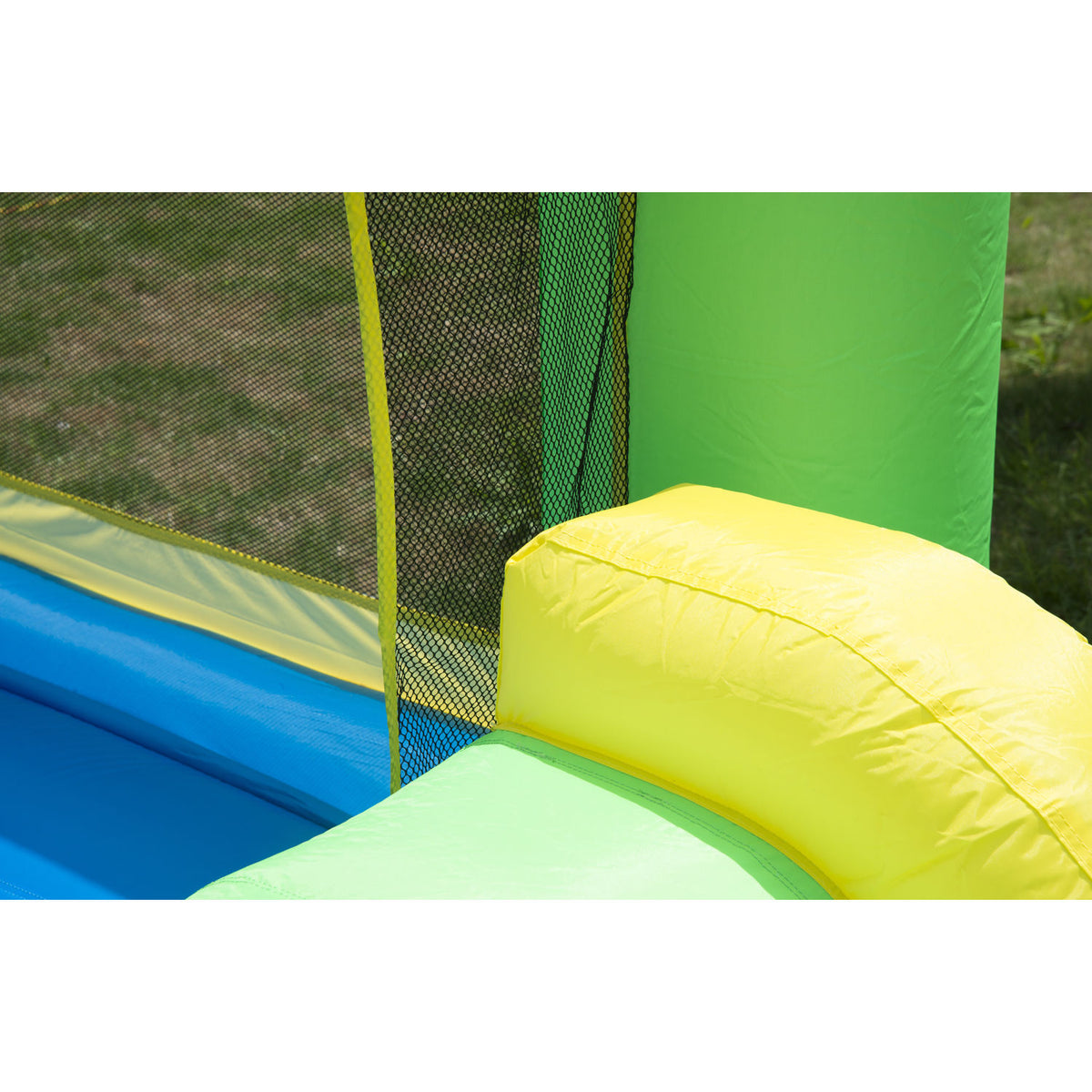 HOMCOM Nylon Inflatable Bouncy Castle, Fire and Water Resistant, Puncture-proof, Multi-Colour