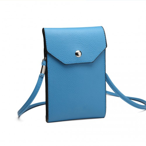 Women PU Leather Slim Mobile Cross Body Bag  blue