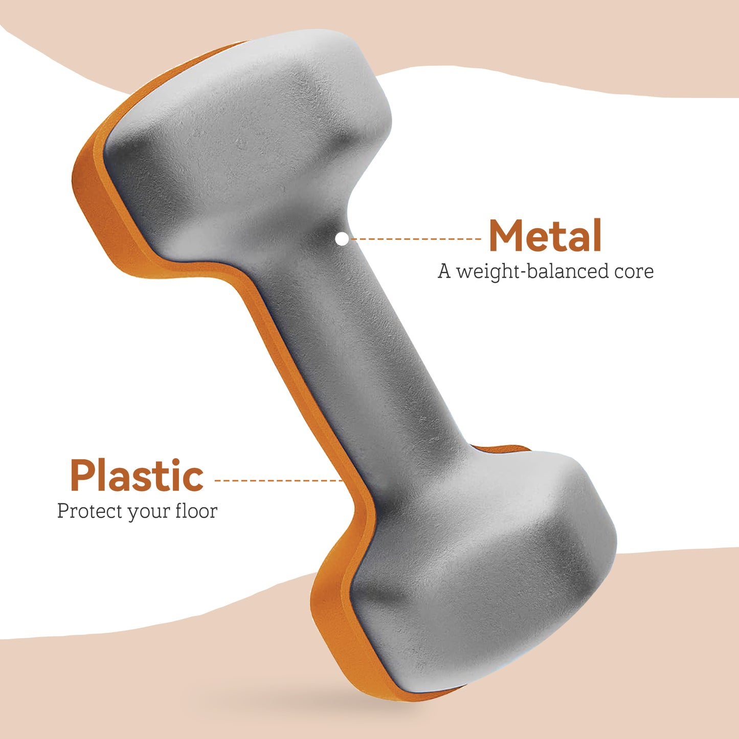 SPORTNOW 2 x 1.5kg Hexagonal Dumbbells Weights Set with Non-Slip Grip for Home Gym Workout, Orange
