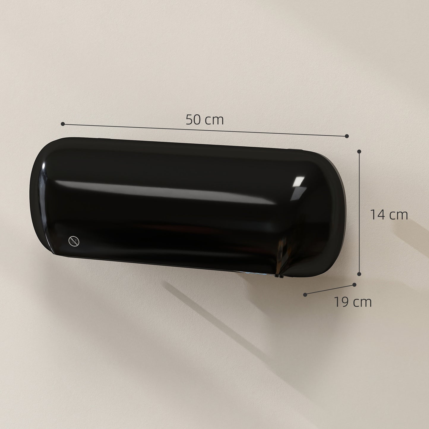 HOMCOM 2000W Ceramic Electric Heater with Fan, Adjustable Thermostat, Wall Mounted - Black