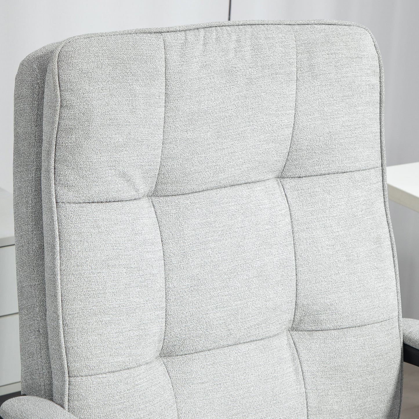 HOMCOM Linen-Look Double-Padded Office Chair - Grey
