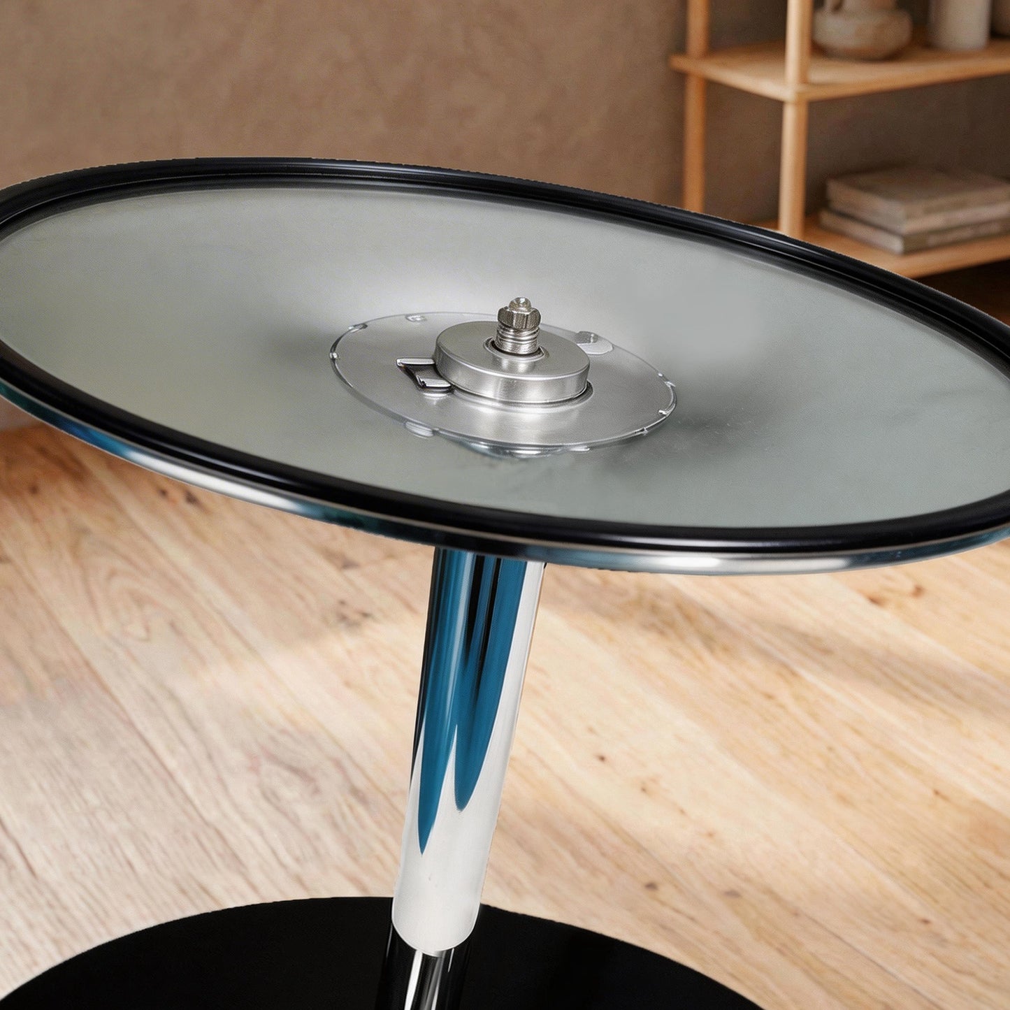 HOMCOM Round Bar Table, Modern Dining Table with Tempered Glass Top and Steel Frame for 4, 80 x 80 x 77cm, Black