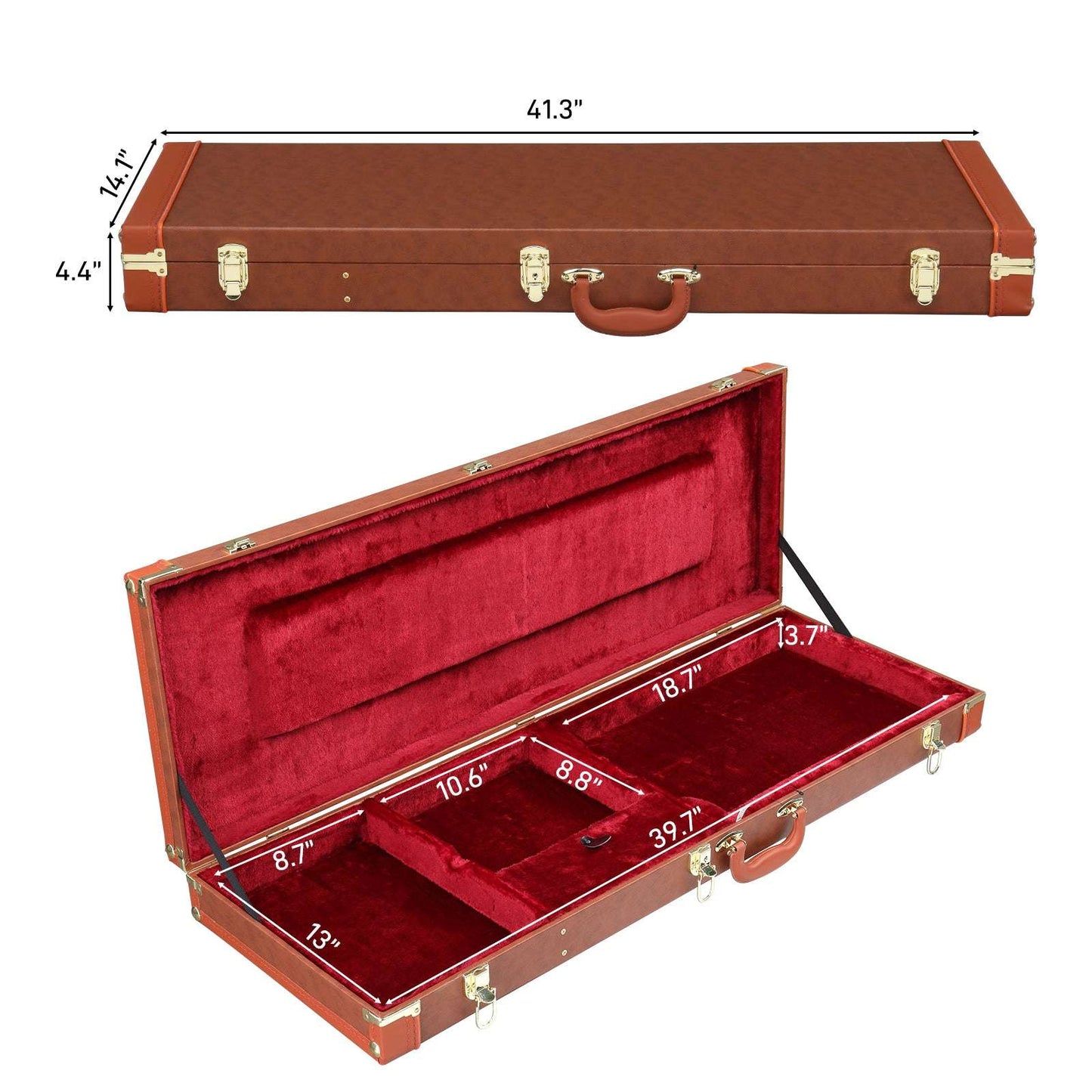 Electric Guitar Square PU Hard Case Fits ST TL Burning fire 170 Style Electric Guitar Brown