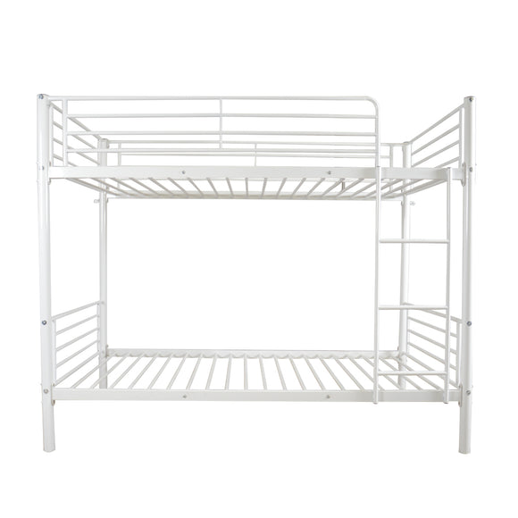 SALE Bunk Bed for Kids Teens Adults, Heavy Duty Metal Bunk Bed with Ladder & Full-Length Guard Rail & Storage Space, White