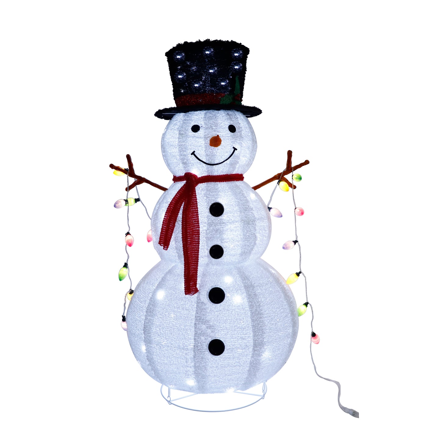 4ft 100LED 20 Lanterns Cashmere Fabric Retractable Snowman Garden Snowman Decoration