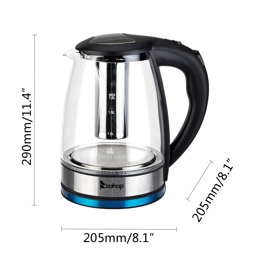 ZOKOP HD-1861-A
220V 2000W
1.8L
Glass Kettle
UK Plug