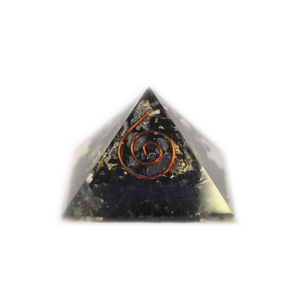 Small Orgonite Pyramid 25mm Gemchips and Copper (assorted colours/designs)