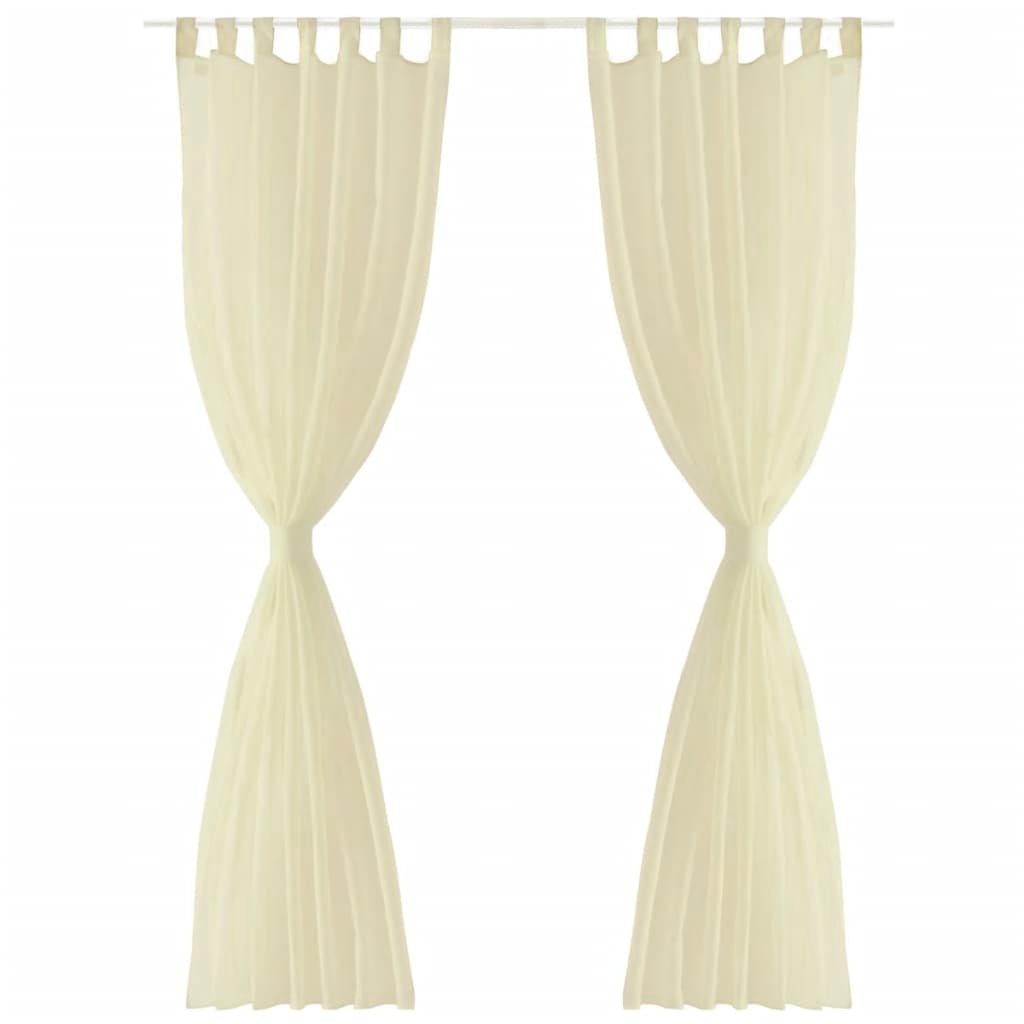 Cream Sheer Curtain 140 x 245 cm 2 pcs