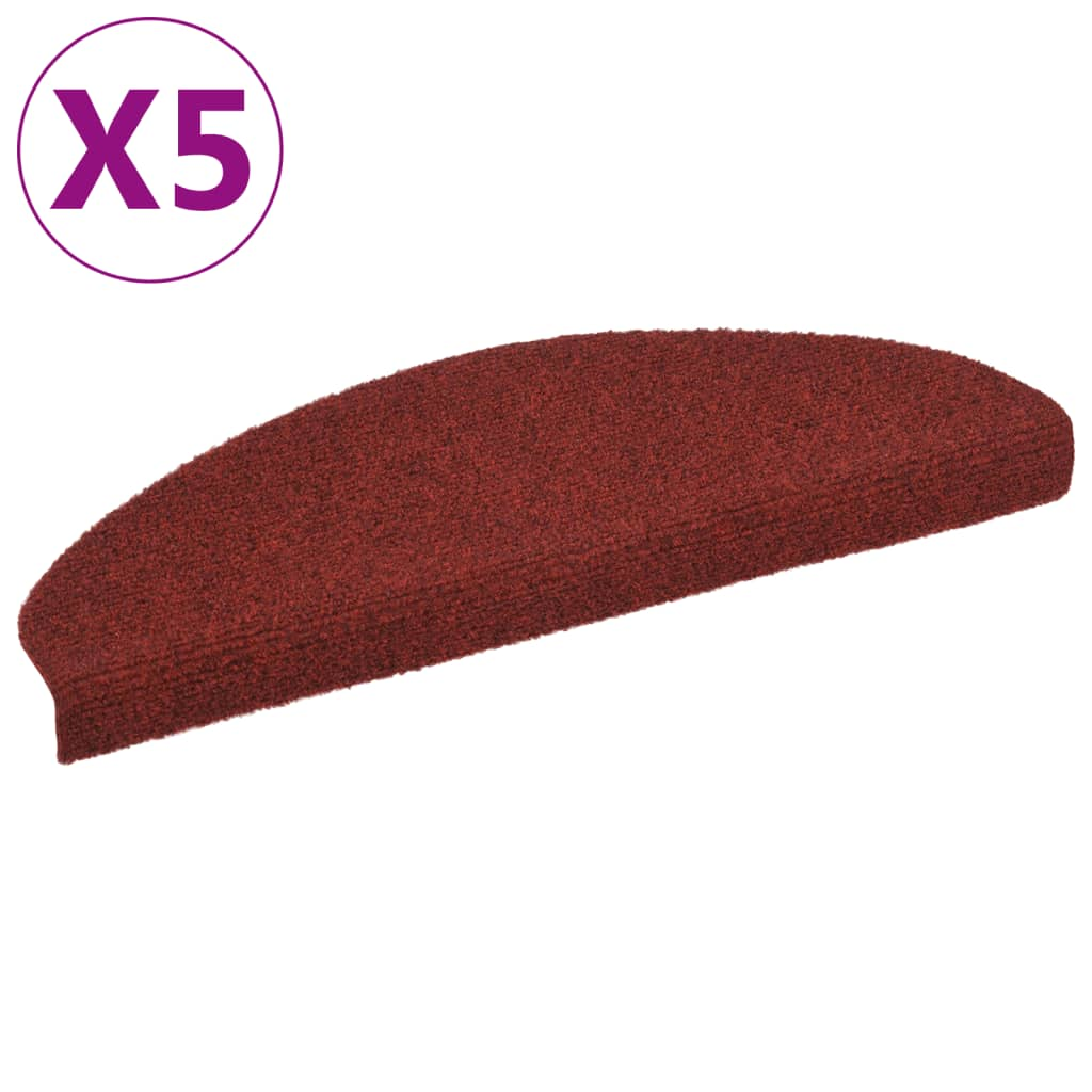 Self-adhesive Stair Mats 5 pcs Red 65x21x4 cm Needle Punch