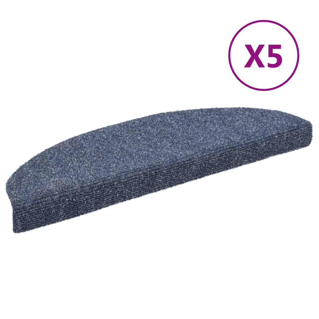 Self-adhesive Stair Mats 5 pcs Blue 65x21x4 cm Needle Punch
