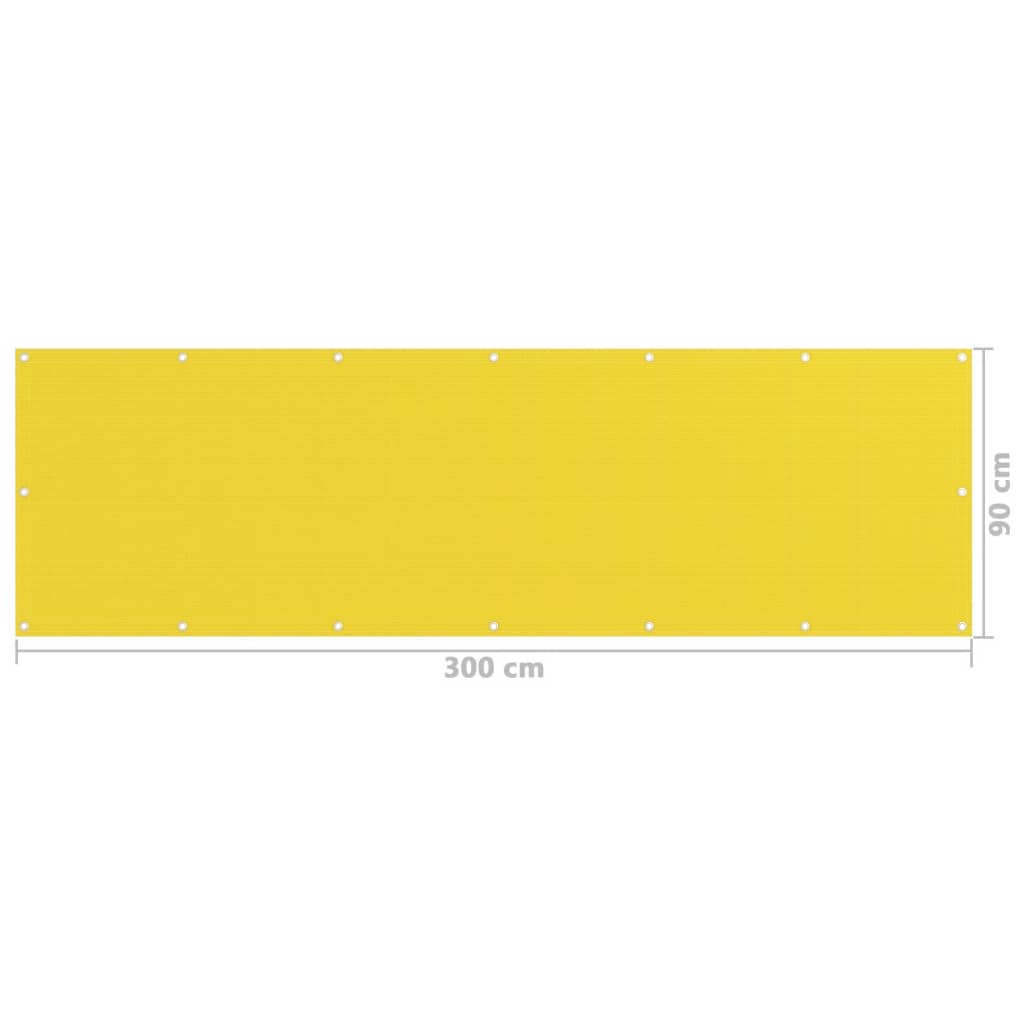 vidaXL Balcony Screen Yellow 90x300 cm HDPE
