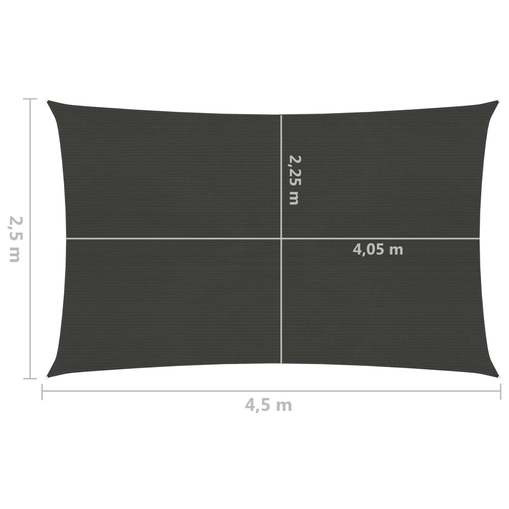 vidaXL Sunshade Sail 160 g/m² Anthracite 2.5x4.5 m HDPE