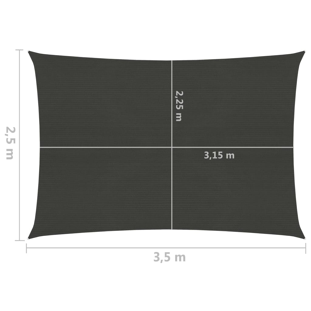 vidaXL Sunshade Sail 160 g/m² Anthracite 2.5x3.5 m HDPE