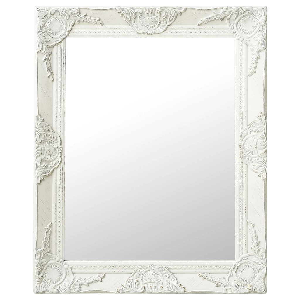 vidaXL Wall Mirror Baroque Style 50x60 cm White