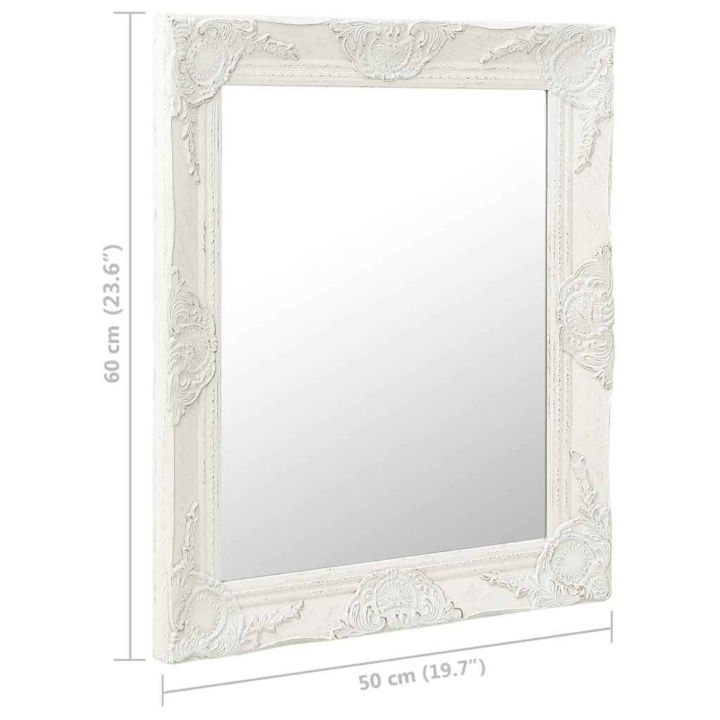 vidaXL Wall Mirror Baroque Style 50x60 cm White