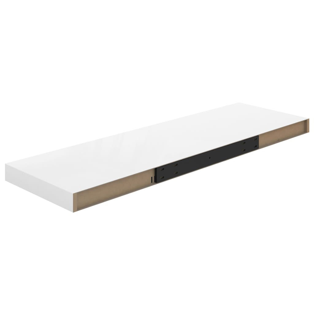 vidaXL Floating Wall Shelf High Gloss White 80x23.5x3.8 cm MDF