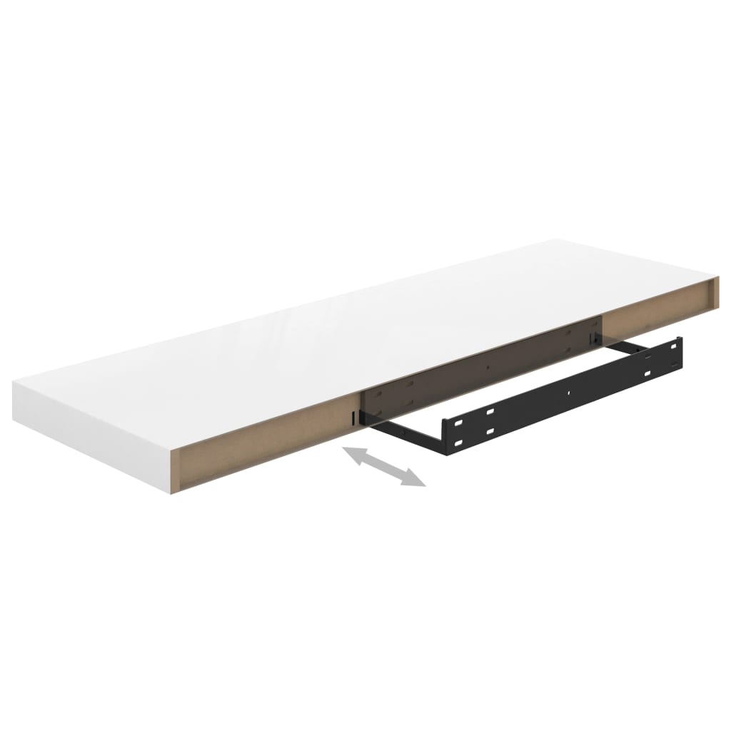 vidaXL Floating Wall Shelf High Gloss White 80x23.5x3.8 cm MDF
