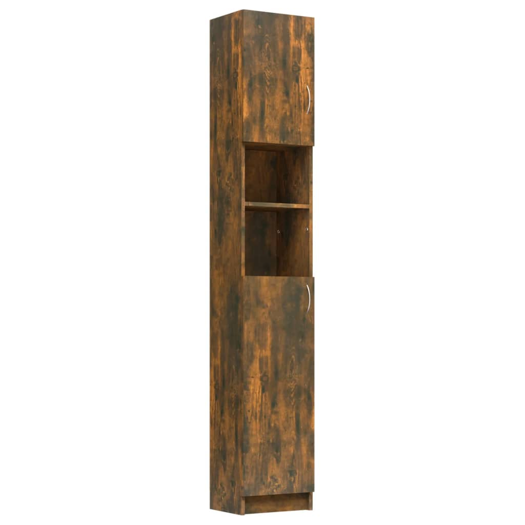 vidaXL Bathroom Cabinet Smoked Oak 32x25.5x190 cm Engineered Wood