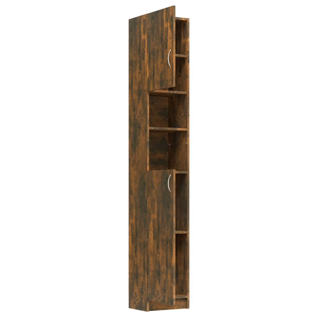 vidaXL Bathroom Cabinet Smoked Oak 32x25.5x190 cm Engineered Wood