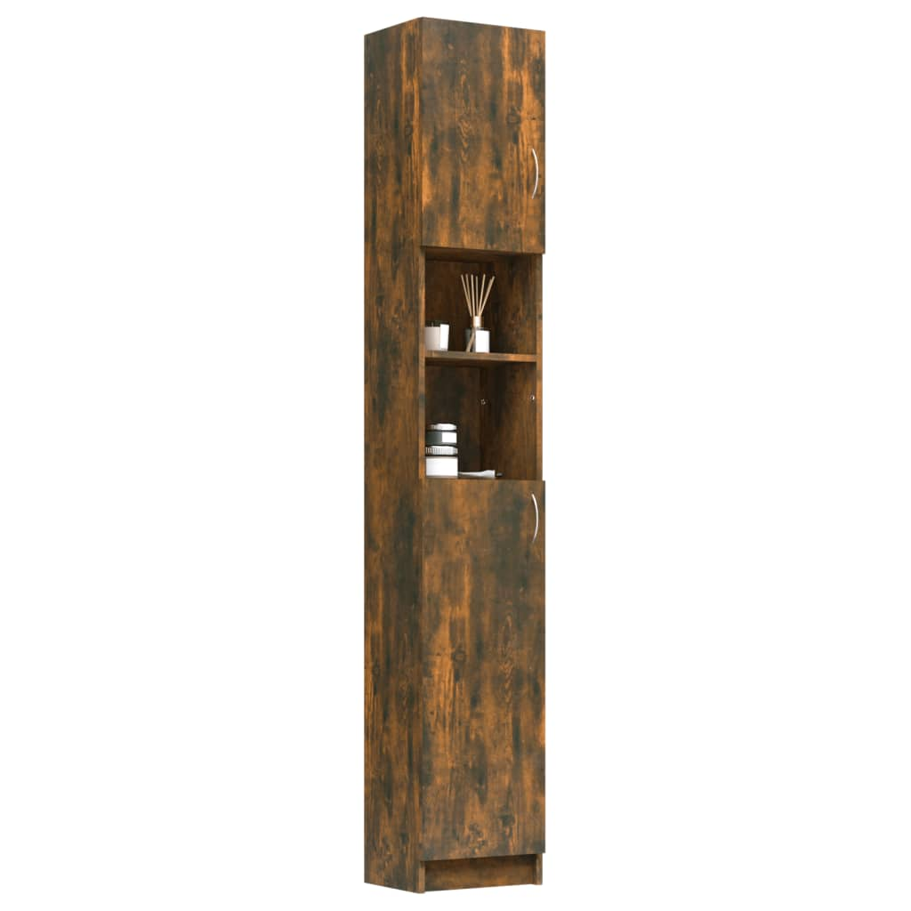 vidaXL Bathroom Cabinet Smoked Oak 32x25.5x190 cm Engineered Wood