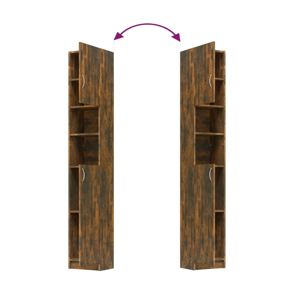 vidaXL Bathroom Cabinet Smoked Oak 32x25.5x190 cm Engineered Wood