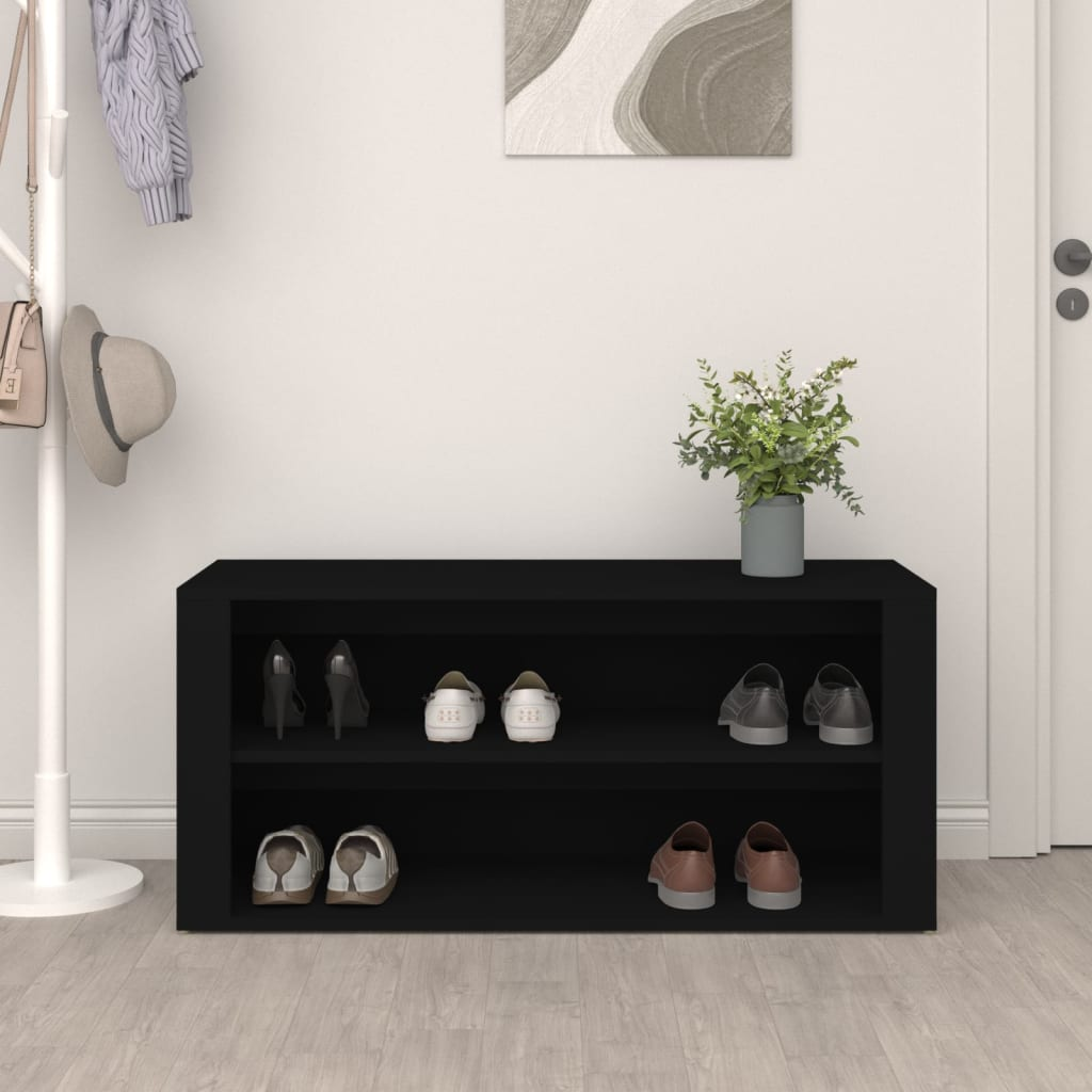 vidaXL Shoe Rack Black 100x35x45 cm Engineered Wood