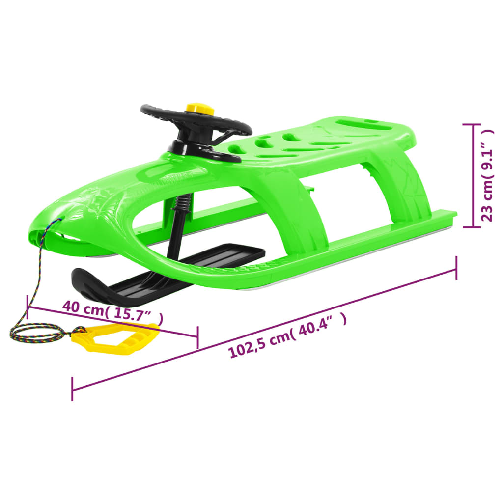 Sledge with Wheel Green 102.5x40x23 cm Polypropylene