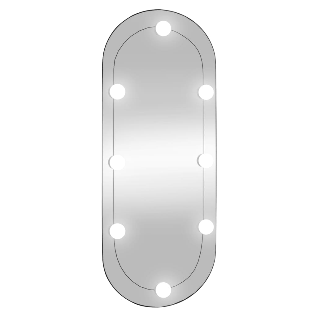 vidaXL Wall Mirror with LED Lights 30x70 cm Glass Oval