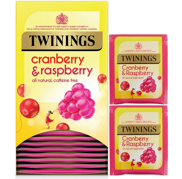Twinings Cranberry & Raspberry Fruit Tea Bags Individually Enveloped Tagged UK