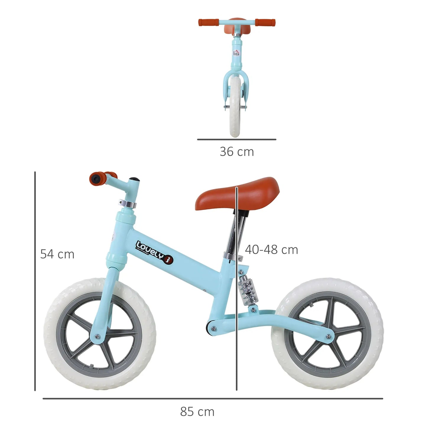 12" Kids Balance Bike No Pedal Bicycle EVA Tire Adjustable Seat Toddler Training Bike W/ Shock Absorber 2 - 5 Years Gift for Boys Girls Blue