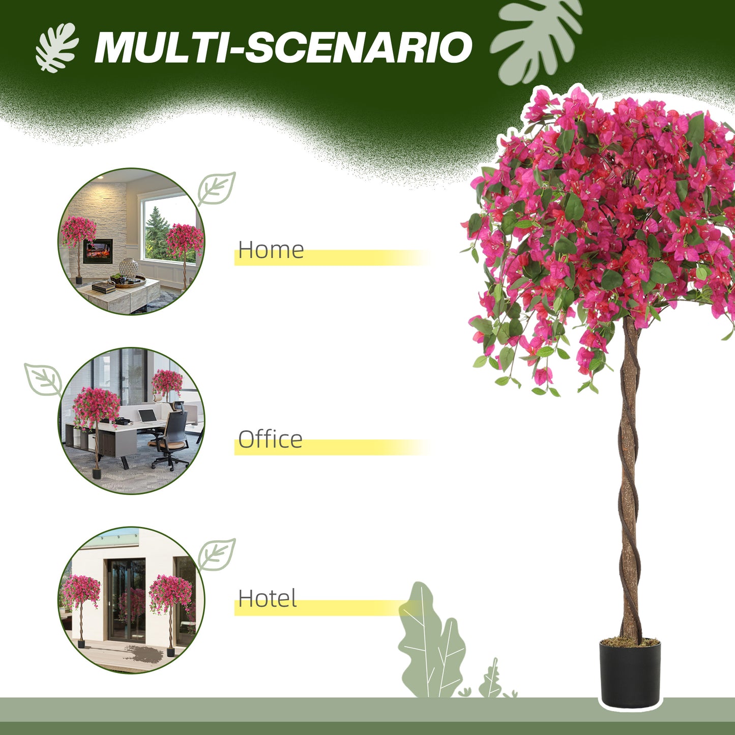 HOMCOM Set of 2 Decorative Artificial Plants, Murraya Flowers in Pots, Fake Plants for Home Indoor Decor, 120cm, Red