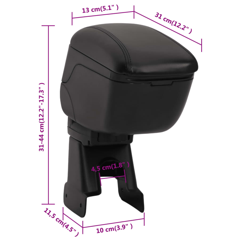 Car Armrest Black 13x31x(31-44) cm ABS
