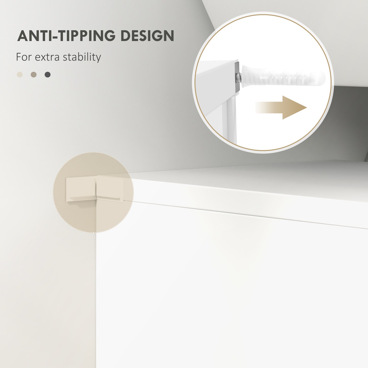 kleankin Under Sink Cabinet, Bathroom Vanity Unit, Pedestal Under Sink Design, Storage Cupboard with Adjustable Shelf, High Gloss, White