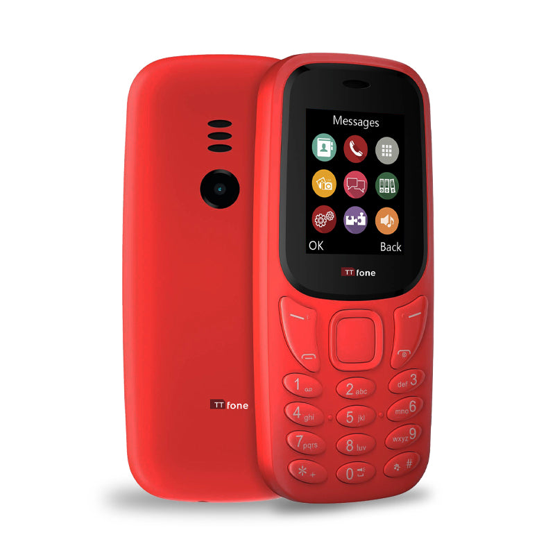 TTfone TT170 Red Dual SIM with USB Cable, O2 Pay As You Go