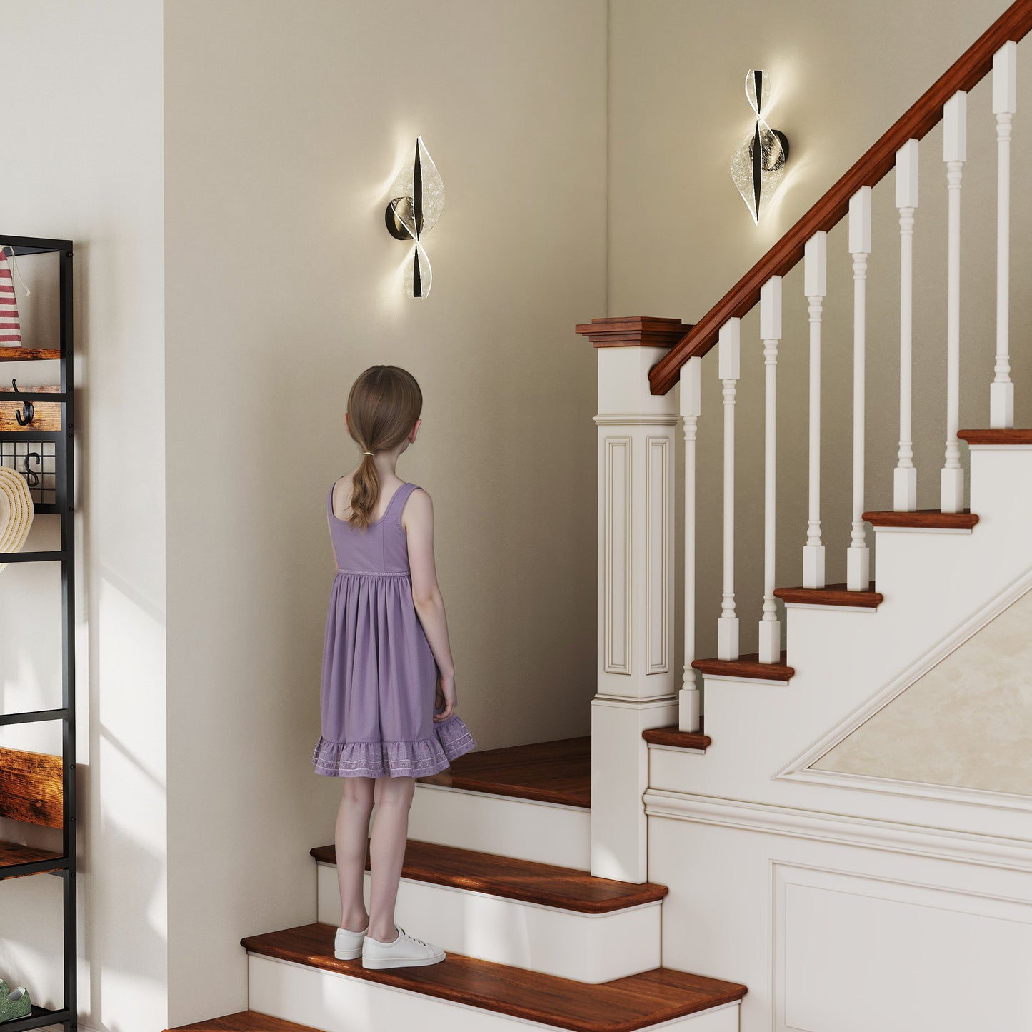 HOMCOM Led Wall Lamp 2 Pack, 13W Modern Indoor Spiral Wall Light, Colour Temperature Adjustable 3000K/4000K/6500K, for Bedroom, Living Room, Hallway, Stairs, Black