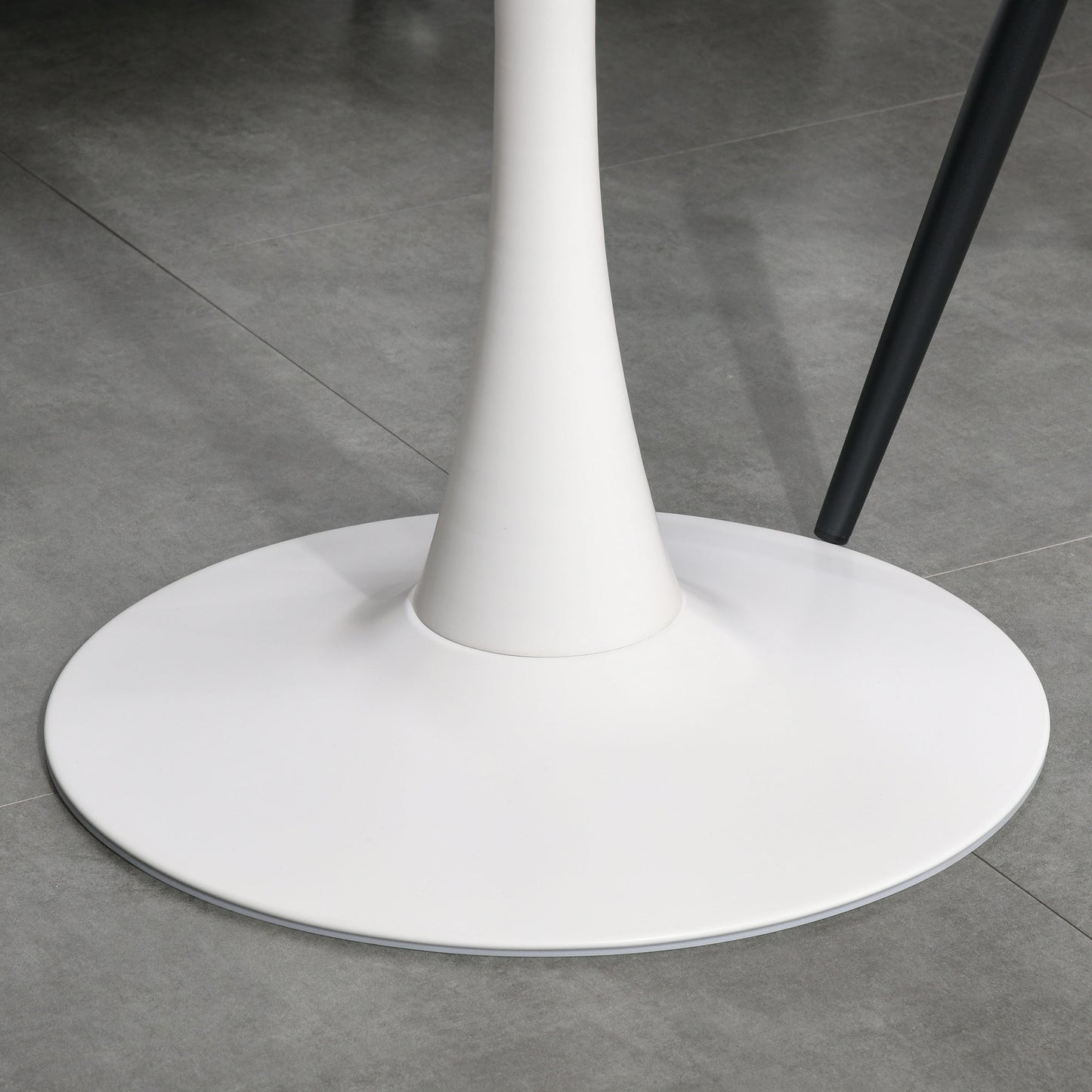 HOMCOM Modern Round Dining Table Leisure Coffee Bistro Table with Metal Base for Kitchen & Dining Room White