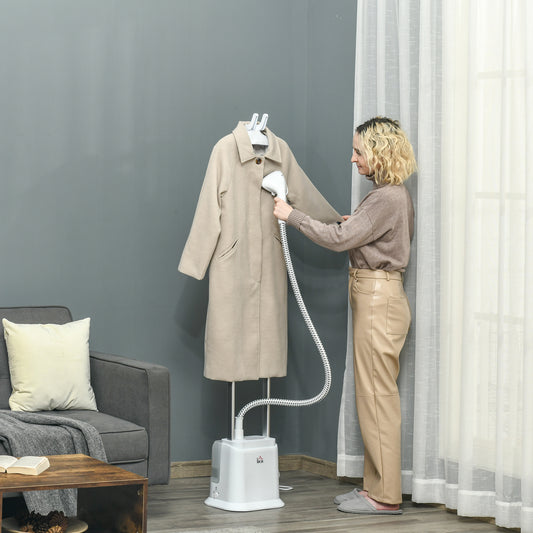 HOMCOM Upright Garment Clothes Steamer with 6 Steam Setting, 45s Fast Heat-up, 1.7L Water Tank and 35g/min steam flow, Wrinkle and Odour Remover Suitable for all Fabrics, 1960W, White