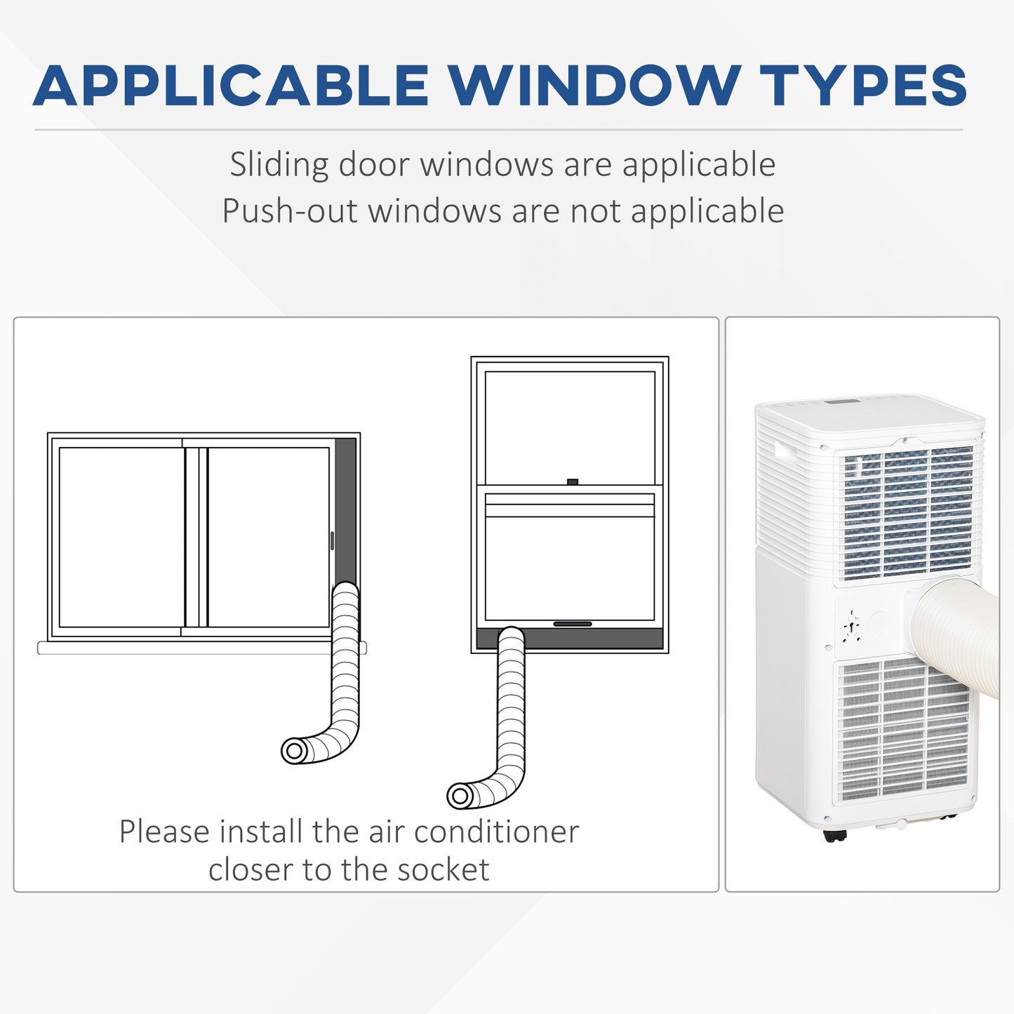 HOMCOM 9000 BTU Portable Air Conditioner for Cooling Dehumidifier Fan, Air Conditioning Unit for Room up to 28m², with Remote, 24H Timer, Window Mount Kit, R290, A Energy Efficiency, 1122W