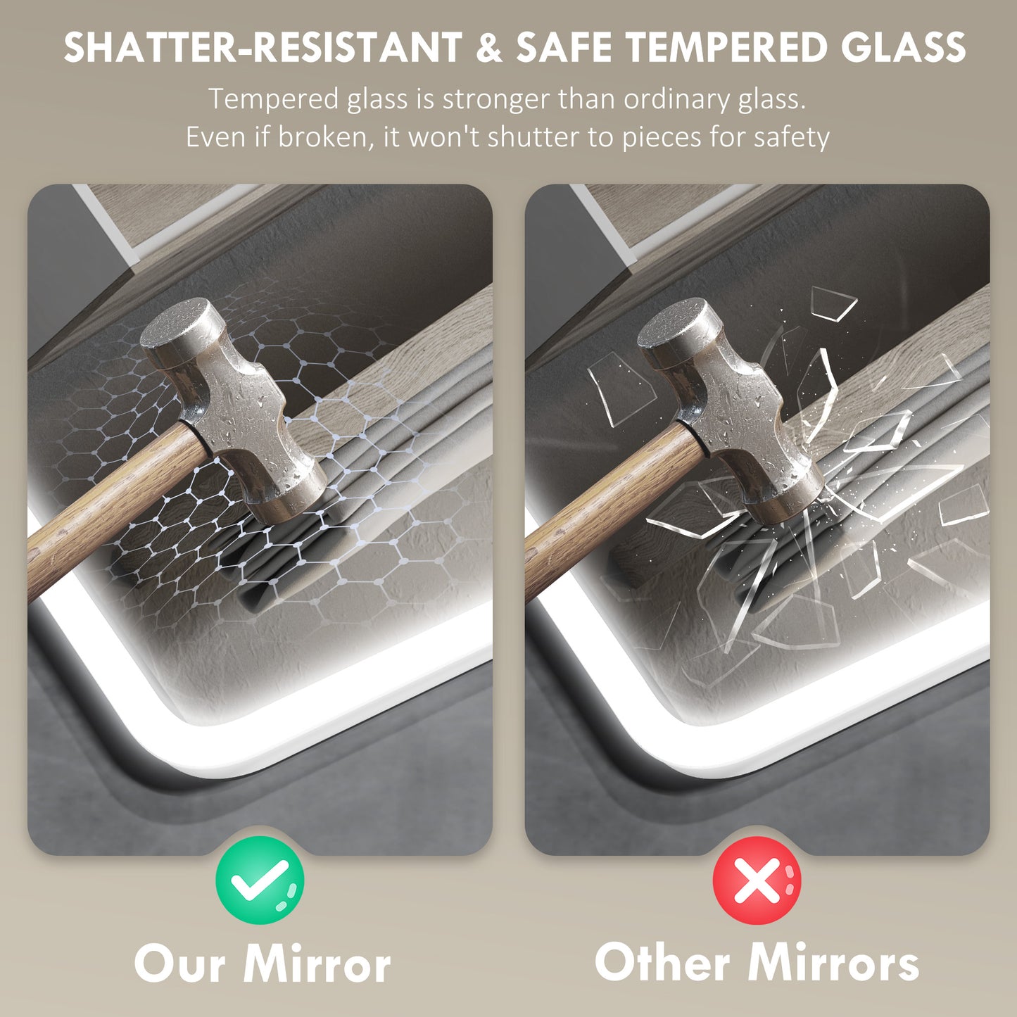 HOMCOM 80 x 60cm LED Bathroom Mirror, with Bluetooth - Silver Tone