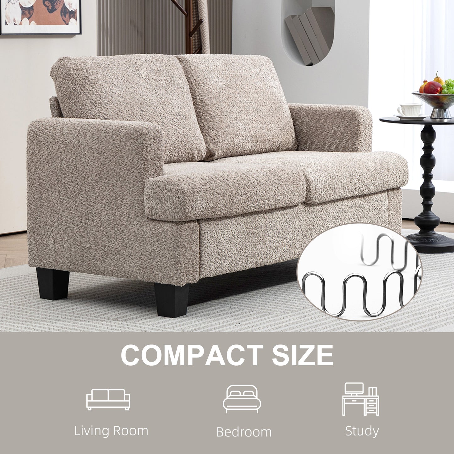 HOMCOM Two-Seater Chenille Sofa - Light Brown