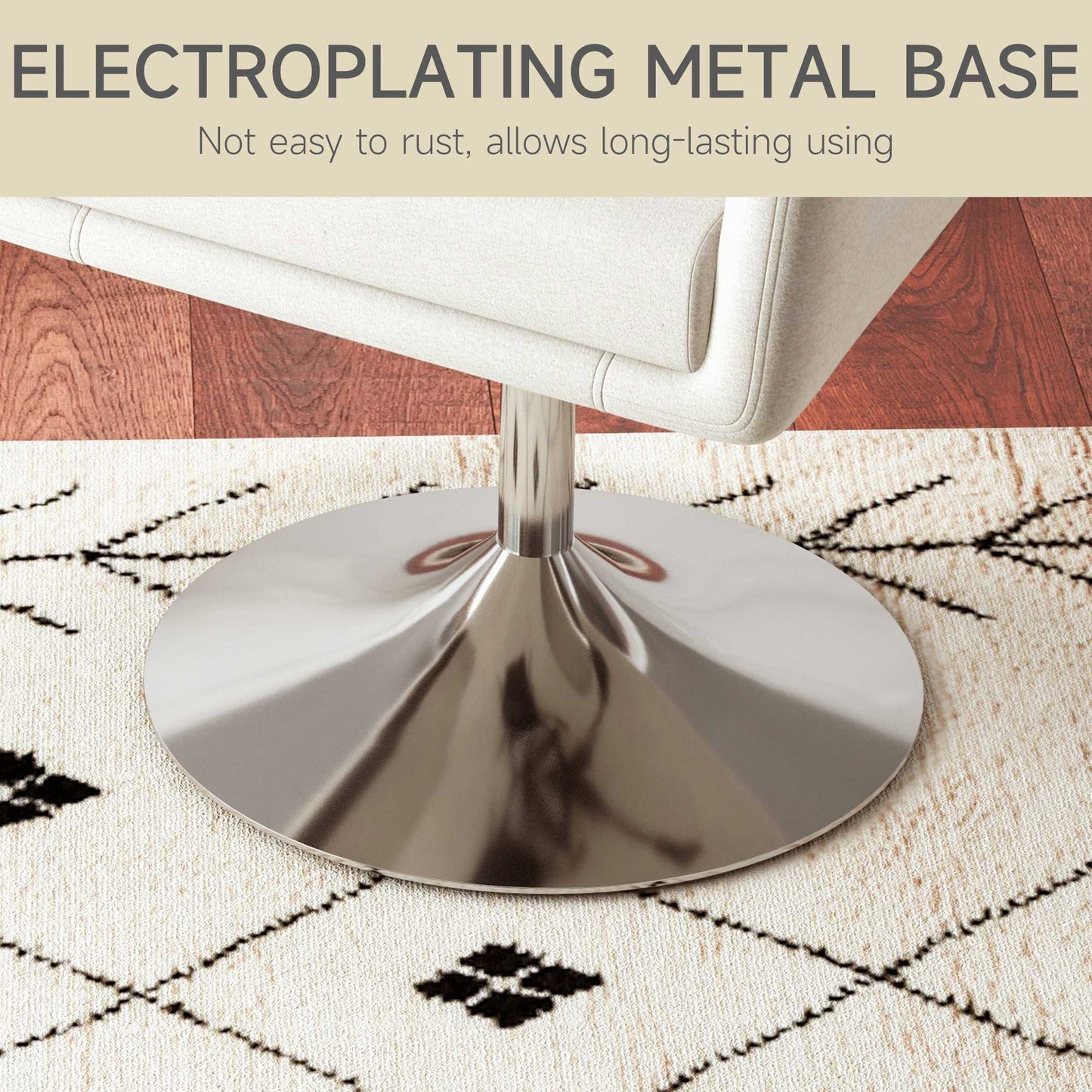 HOMCOM Modern Accent Chair with Swivel Base, Height Adjustable Arm Chair with Pillow for Living Room, Bedroom, Cream White