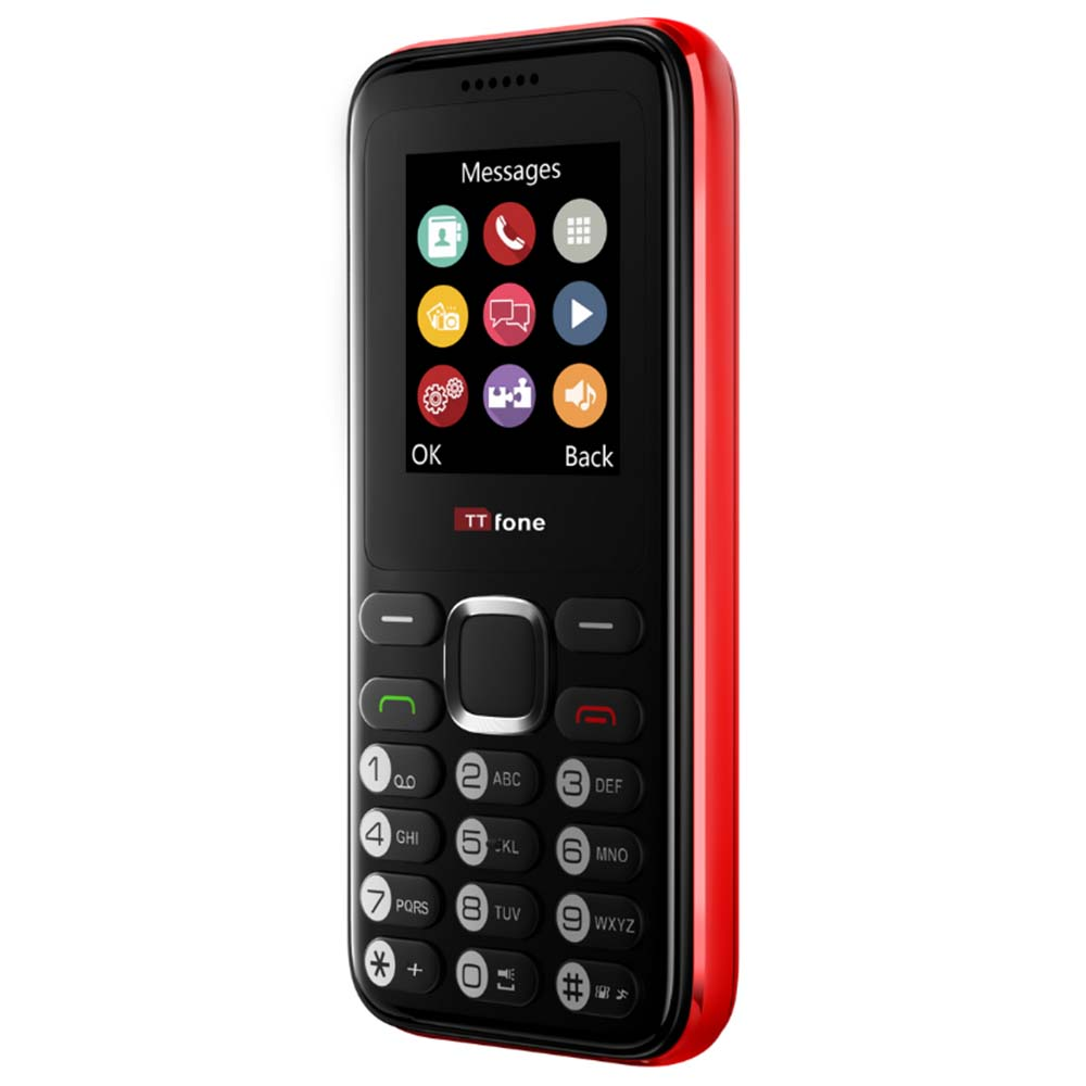 TTfone TT150 Red Dual SIM Mobile with USB Cable, O2 Pay As You Go