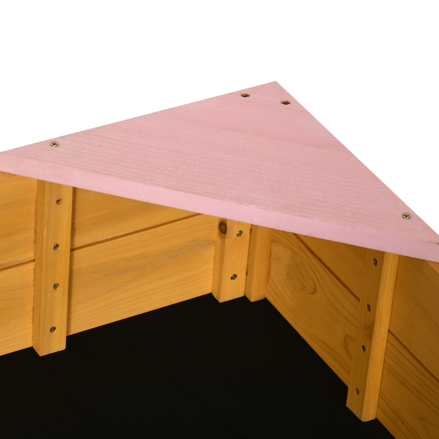 Kids Wooden Sand Pit, Children Sandbox, with Four Seats, Non-Woven Fabric, for Gardens, Playgrounds | Outsunny