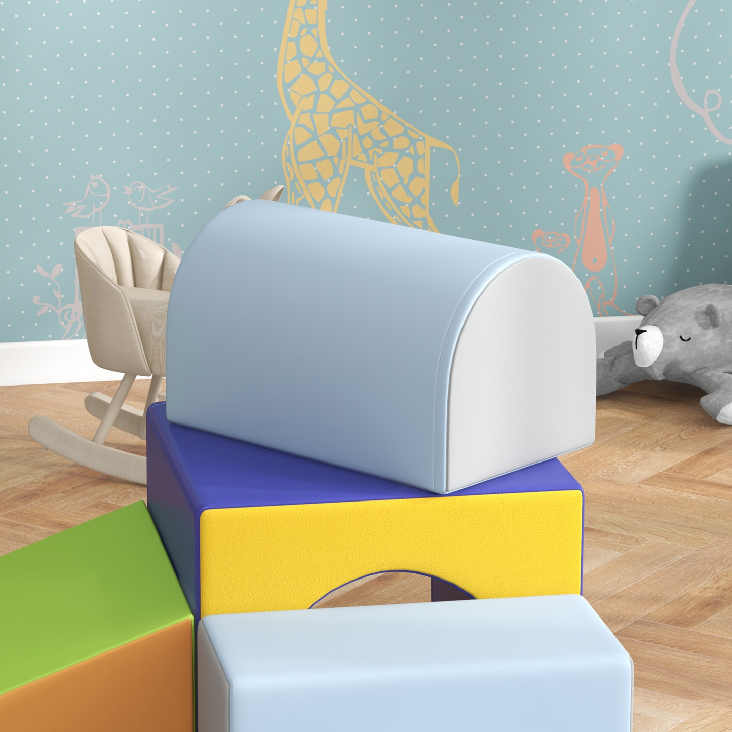 HOMCOM 4-piece Soft Play Set for Toddlers 1-3 Years in Blue