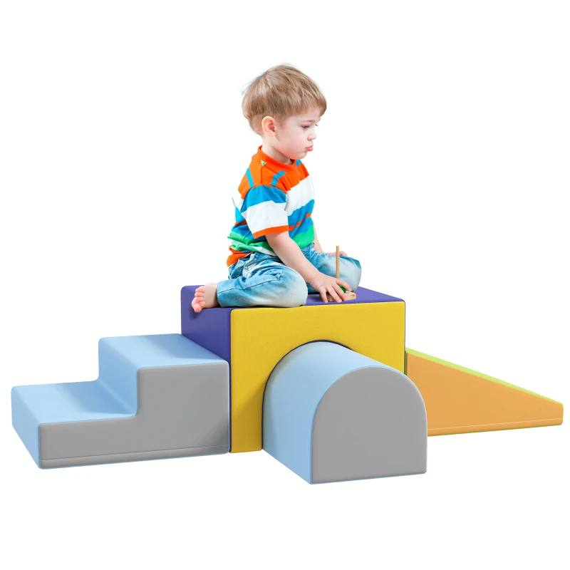 HOMCOM 4-piece Soft Play Set for Toddlers 1-3 Years in Blue